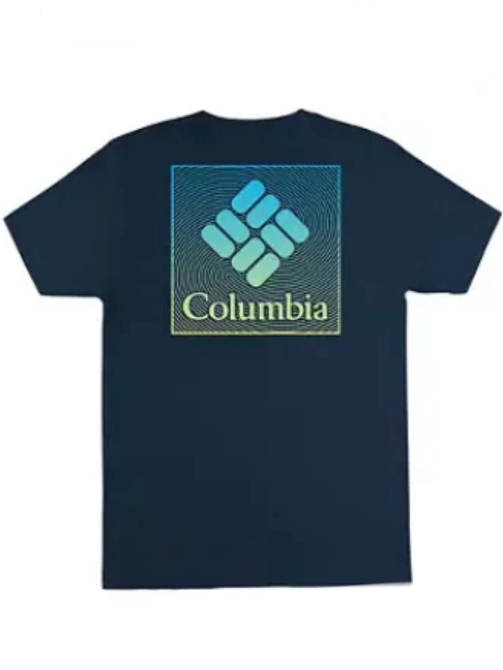 COLUMBIA Graphic Tee Black T-Shirt Blue Block Logo Graphic NWT